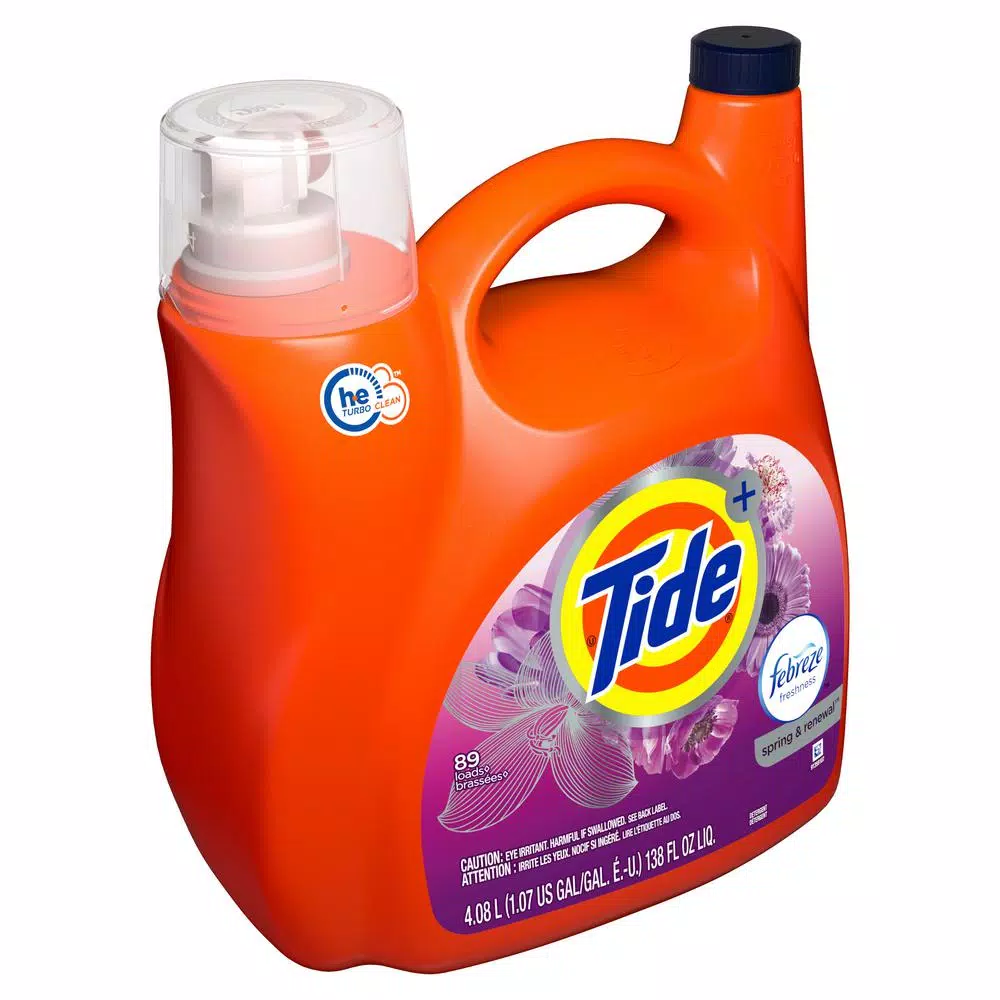 Tide Plus Febreze Spring and Renewal High Efficiency Liquid Laundry Detergent, 138 oz (89 Loads)
