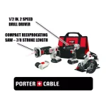 Porter-Cable 20V MAX Lithium-Ion Cordless 4-Tool Combo Kit with Drill, Circular Saw, Reciprocating Saw, and LED Work Light thumbnail 2