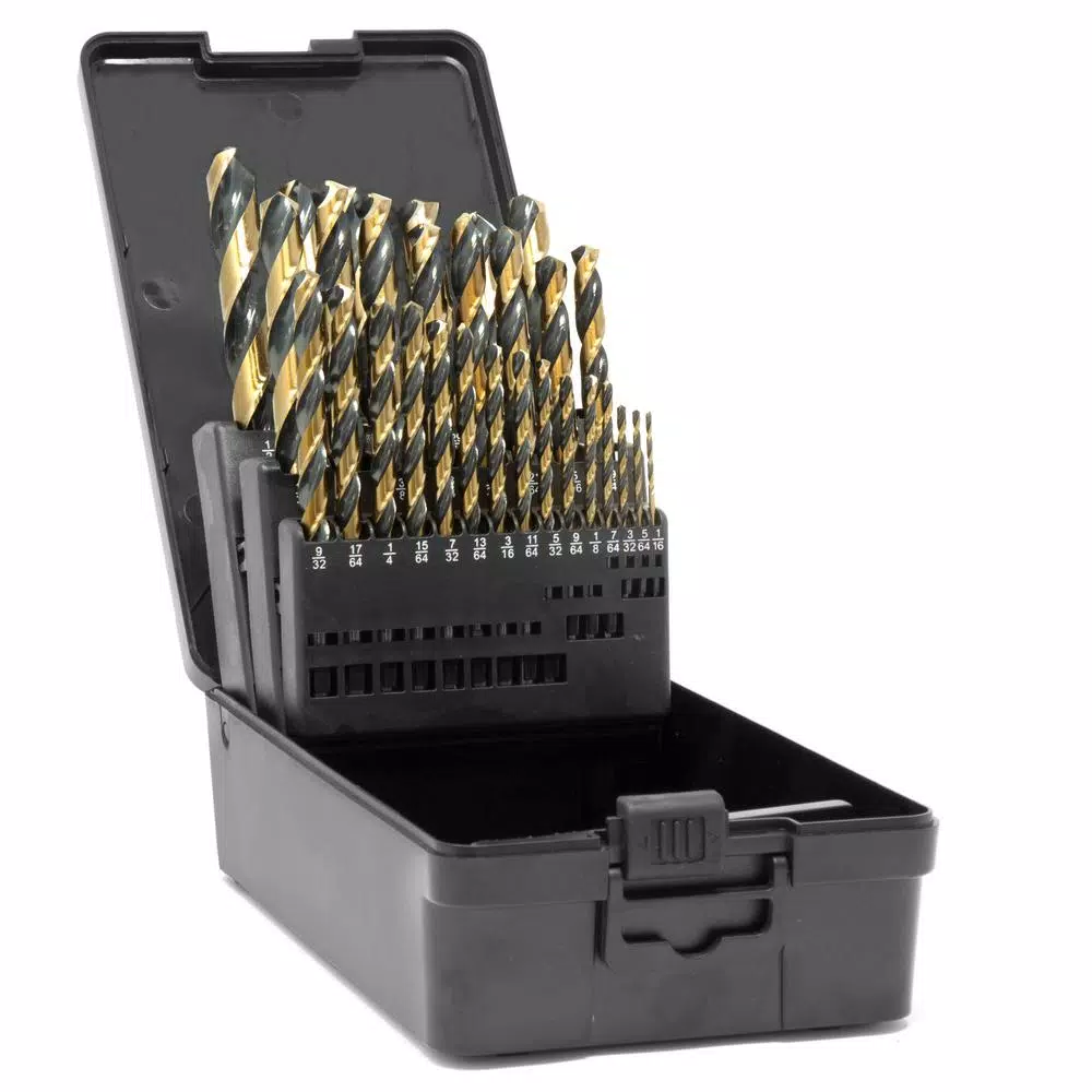 WEN 29-Piece HSS Jobber Drill Bit Set with Black Gold Finish and Carrying Case