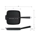MasterPan Sectional Series 11 in. Cast Aluminum Nonstick Grill Pan, Black thumbnail 6