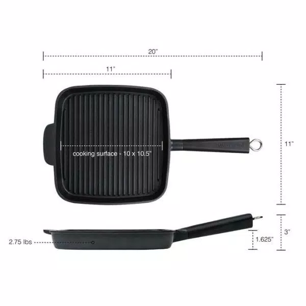 MasterPan Sectional Series 11 in. Cast Aluminum Nonstick Grill Pan, Black