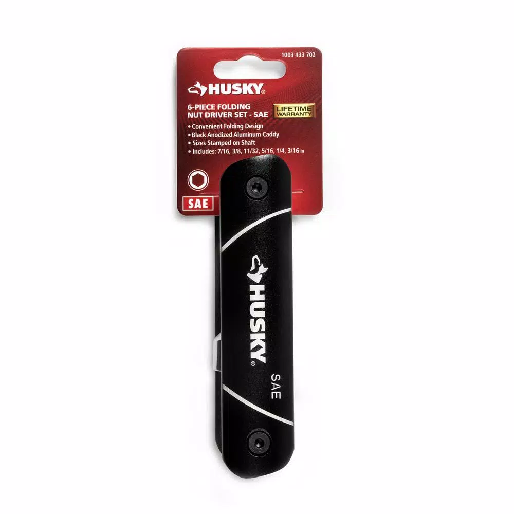 Husky 6-Piece SAE Folding Nut Driver Set with Compact Storage Handle