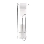 Basicwise Chrome Wire Metal Freestanding Toilet Paper Holder and Magazine Storage Rack thumbnail 1