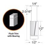 WEN 3-Piece Carbide Tipped Router Bit Set with Heat-Treated HSS Design thumbnail 4