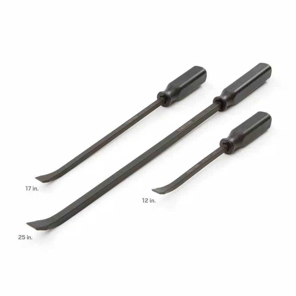 TEKTON 3-Piece Angled Tip Handled Pry Bar Set, 12 in., 17 in., and 25 in.