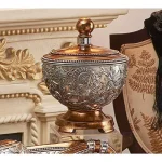 ORE International Langi Polyresin Decorative Jewelry Box with Silver/Golden Brown Pedestal Footing thumbnail 1
