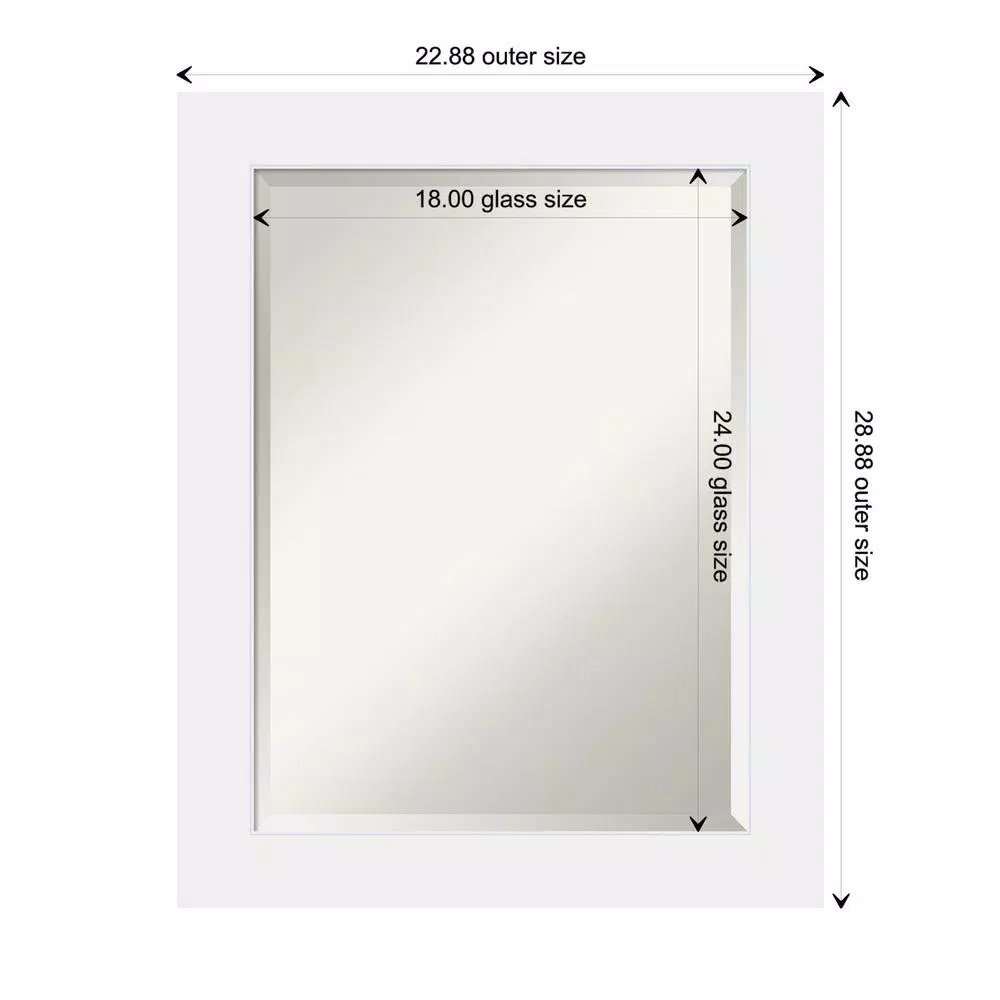 Amanti Art Corvino 23 in. W x 29 in. H Rectangular Beveled Edge Bathroom Vanity Mirror, Satin White Wood Frame