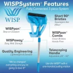 WISP 3-Piece Broom and Dustpan Set with Telescoping Handle and Bristle Seal Technology - Blue thumbnail 8