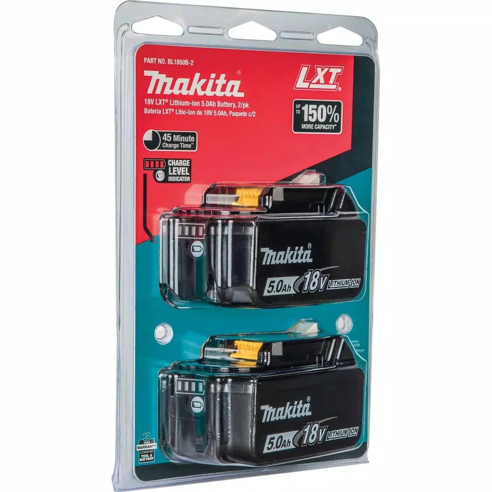 Makita 18V LXT Lithium-Ion 5.0 Ah High Capacity Battery Pack (2-Pack)