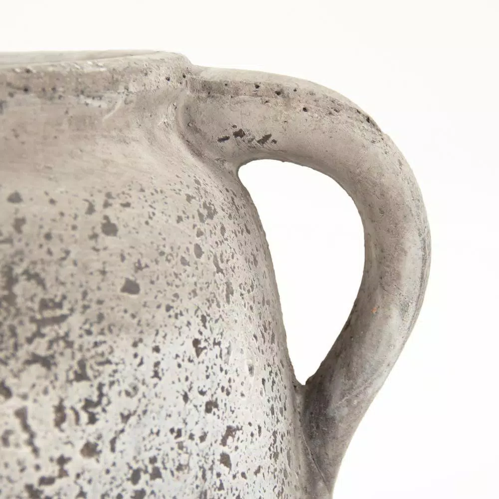 Zentique Terracotta Grey Decorative Pitcher Vase - Distressed Ceramic Table Vase