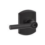 Schlage Broadway Matte Black Privacy Bed/Bath Lever with Greenwich Trim thumbnail 1