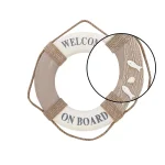 LITTON LANE 16 in. Coastal Living Decorative Life Ring Wall Decor - White & Brown Nautical Lifebuoy with Rope Hanger thumbnail 4