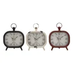LITTON LANE Set of 3 Vintage Farmhouse Rounded Rectangle Iron Table Clocks - Distressed Red, Black, and White thumbnail 4
