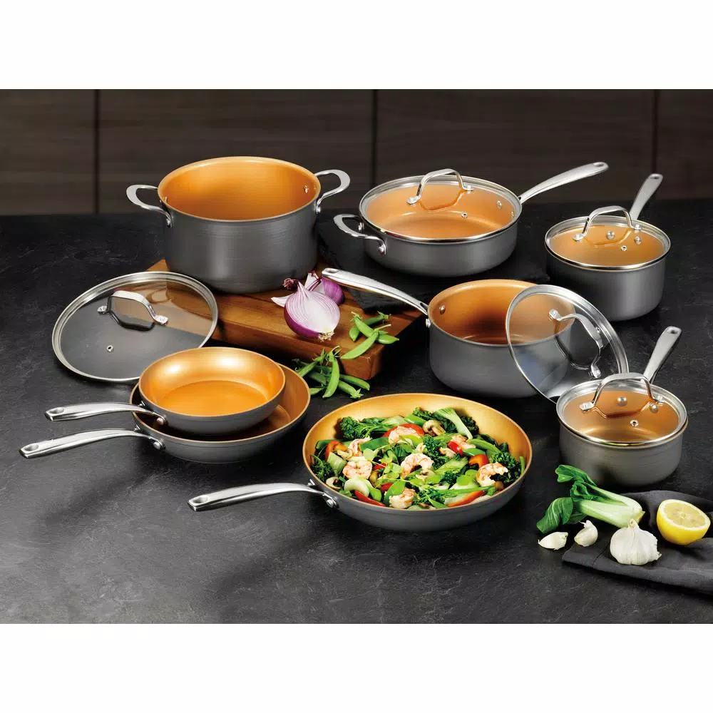 Gotham Steel Pro 13-Piece Hard Anodized Aluminum Ti-Ceramic Nonstick Cookware Set
