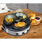 HomeCraft Triple 1.5 qt. Stainless Steel Slow Cooker Buffet Server with 3 Ceramic Pots thumbnail 6