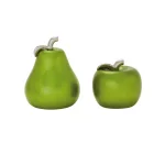 LITTON LANE Modern Reflections Emerald Green Ceramic Pear and Apple Decorative Set of 2 thumbnail 2