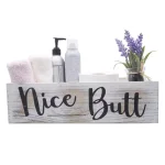 Admired By Nature Nice Butt Rustic Wooden Bathroom Decor Box, Farmhouse Toilet Tank Organizer Tray thumbnail 1