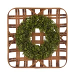 Glitzhome 18 in. Boxwood Wreath with 24 in. Bamboo Tobacco Basket Decor Set thumbnail 1