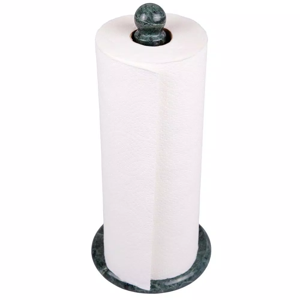 Creative Home Natural Green Marble Paper Towel Holder - 12.5 in. Heavyweight Kitchen Towel Dispenser