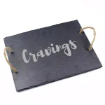 Cathy's Concepts Cravings Natural Edge Slate Serving Board with Hemp Handles and Soapstone Chalk thumbnail 1