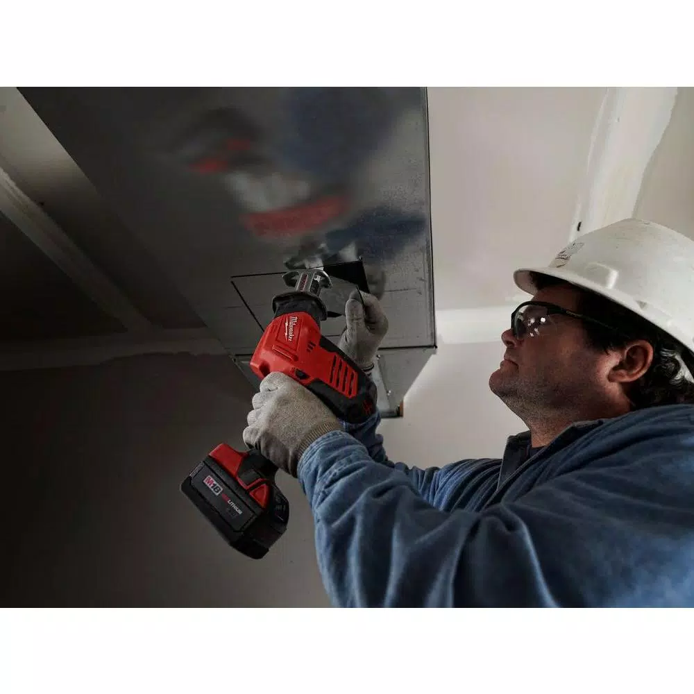 Milwaukee M18 18V Lithium-Ion Cordless Hackzall Reciprocating Saw with Carbide Metal Cutting Blade