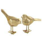 CosmoLiving by Cosmopolitan Geometric Gold Bird Decorative Sculptures, Set of 2 Modern Abstract Bird Figurines thumbnail 1