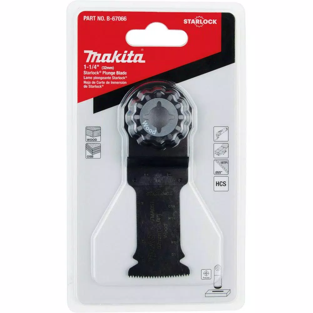 Makita 1-1/4 in. Starlock Plunge Blade, 18 TPI High Carbon Steel