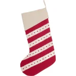 VHC Brands 20 in. Red Margot Farmhouse Christmas Stocking with Diamond Cut Lace thumbnail 2