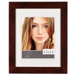 Pinnacle Gallery Solutions 11 x 14 Walnut Wood Picture Frame with White Mat for 8 x 10 Photos thumbnail 1