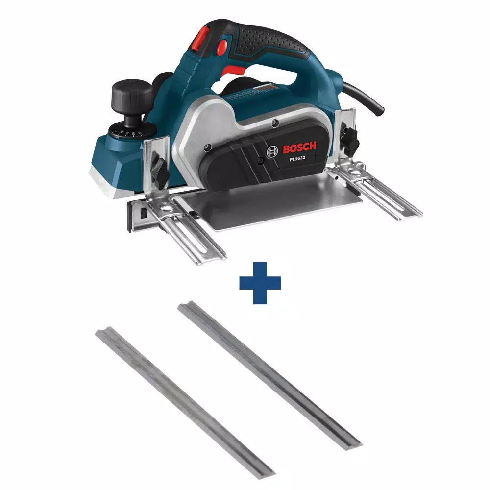Bosch 6.5 Amp 3-1/4 in. Corded Planer Kit with Woodrazor Tungsten Carbide Blades (2-Pack)