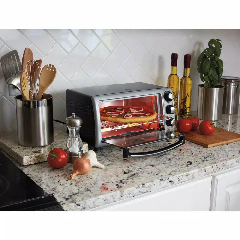 Hamilton Beach 1100W 4-Slice Stainless Steel Toaster Oven with 5 Cooking Functions