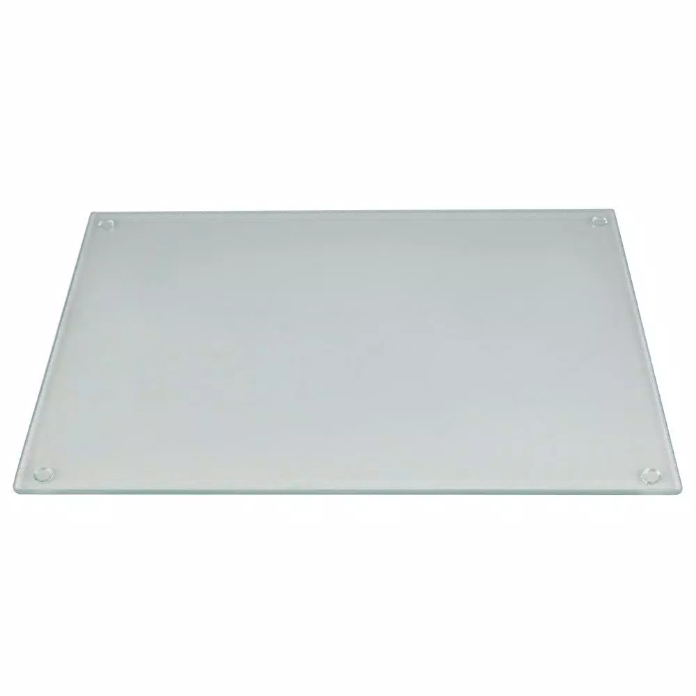 Home Basics Frosted Tempered Glass Cutting Board - Modern Rectangular Serving Platter