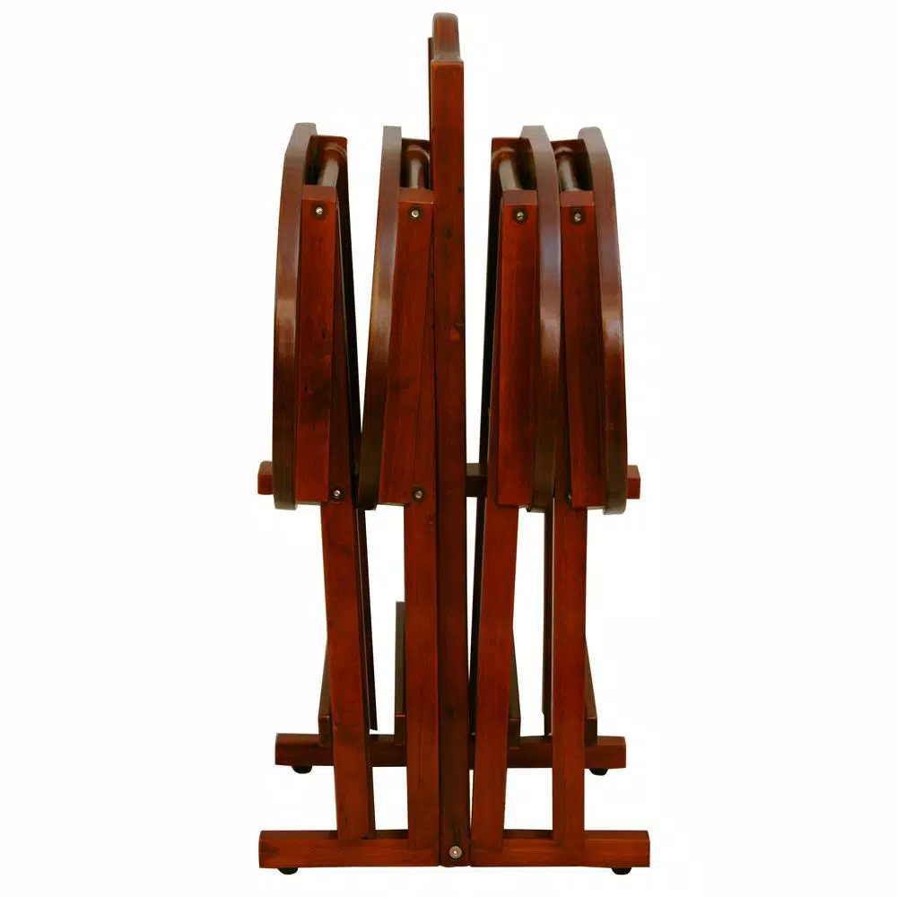 Oriental Furniture Rosewood TV Tray Set, Honey Finish, 4-Pack