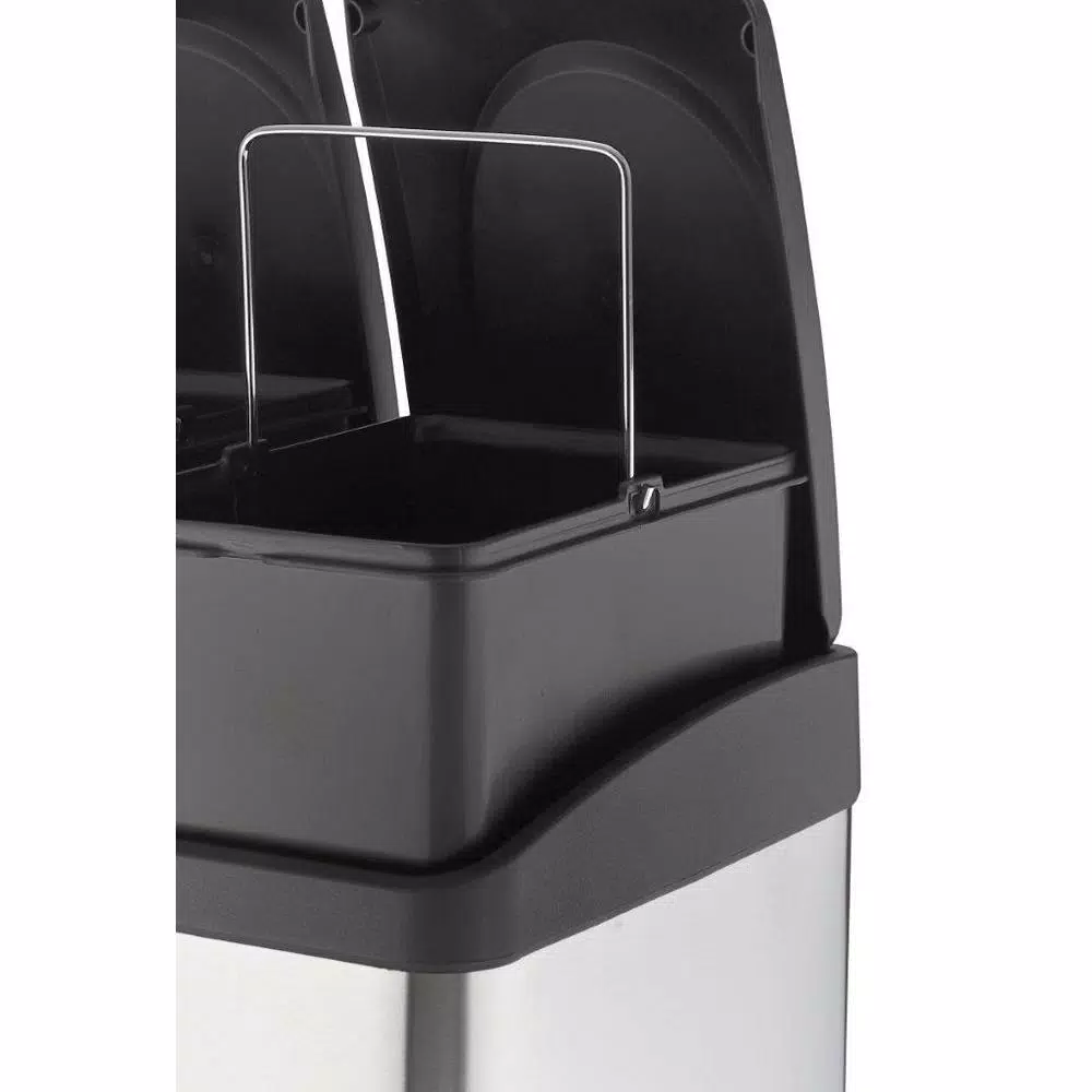 Step N' Sort 12 Gal. 3-Compartment Stainless Steel Trash Can and Recycling Bin with Step Pedals