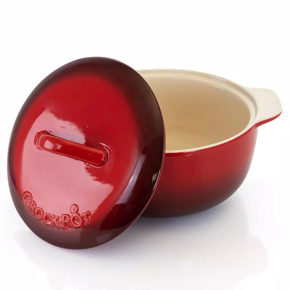 Crock-Pot Artistan 4-Piece Round Stoneware Casserole Set with Lids, Red