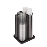 Mind Reader Rotating Cup and Lid Carousel Organizer, Black Metal Mesh Dispenser thumbnail 2