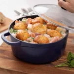 Blue Diamond 5.5 QT Blue Aluminum Nonstick Dutch Oven with Glass Lid thumbnail 3