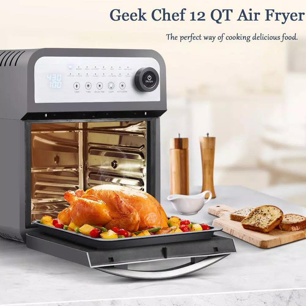 Boyel Living Geek Chef 13 Qt. Stainless Steel Air Fryer Oven with Rotisserie, Dehydrator & 8-Piece Accessory Kit