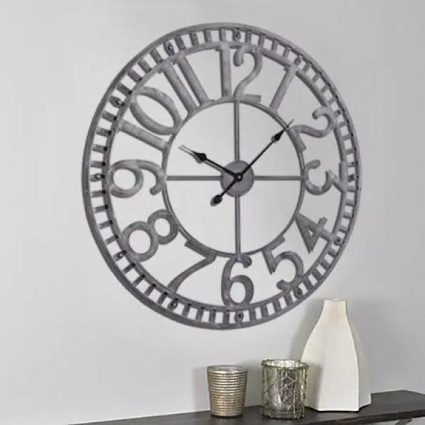 Utopia Alley Manhattan 32" Industrial Wall Clock, Pewter Metal, Analog Quartz