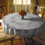 Heritage Lace Victorian Rose White Floral Polyester Round Tablecloth thumbnail 1