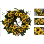 Glitzhome 24 in. Artificial Sunflower Wreath with Greenery and Grapevine Base thumbnail 6