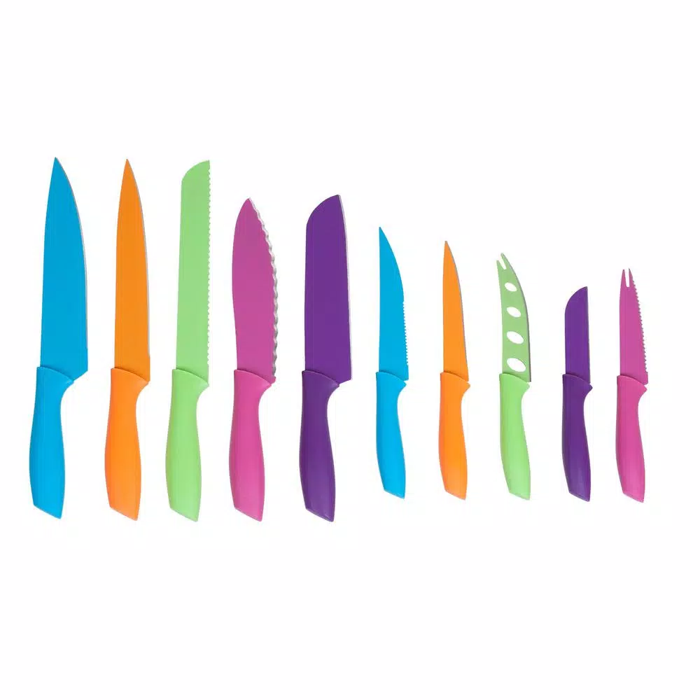Classic Cuisine 10-Piece Colorful Stainless Steel Knife Set with Magnetic Bar