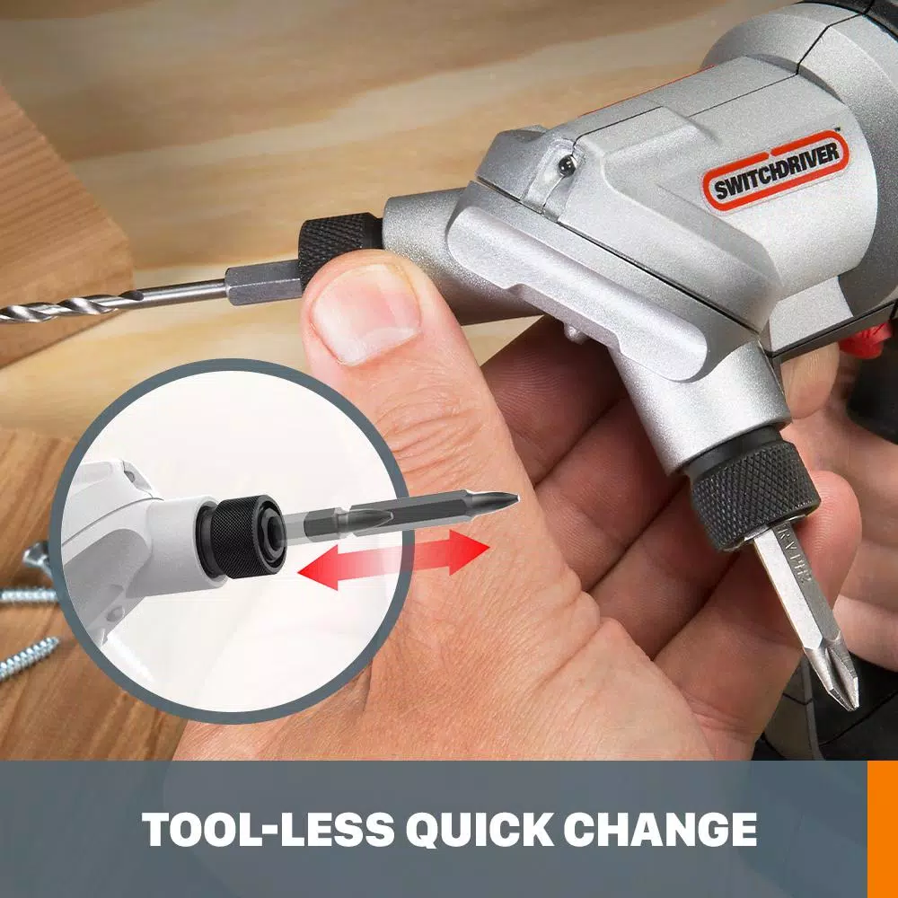 Worx 20V Power Share Switchdriver Cordless 1/4 in. Drill/Driver with 67-Piece Accessory Kit