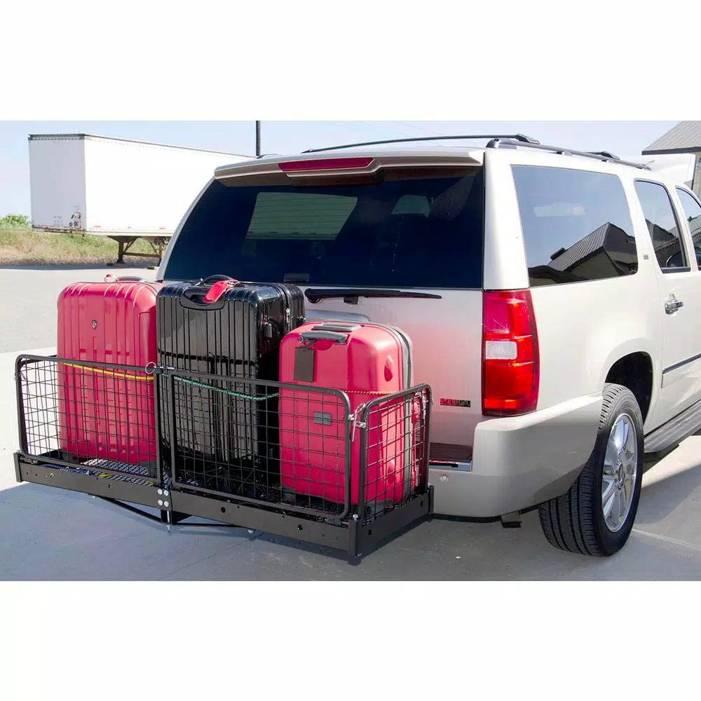Erickson 60 in. x 20 in. Steel Folding Hitch Cargo Carrier, 500 lb. Capacity for 2 in. Receiver