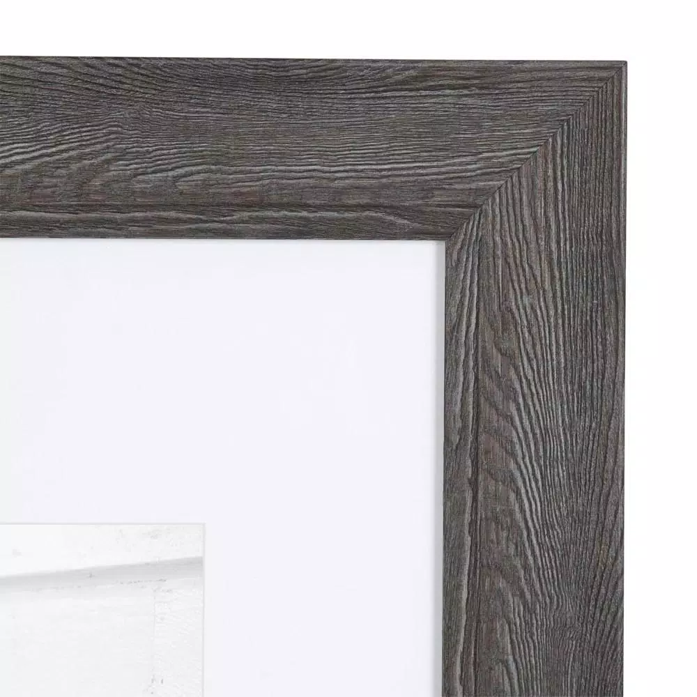 Kate And Laurel Edson Gray Rustic Farmhouse Picture Frame Set, 16x20 in. Matted to 11x14 in. (Set of 2)