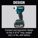 Makita 18V LXT Brushless 4-Speed Impact Driver Kit with ImpactXPS Socket Adapter and Bit Set thumbnail 9