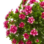 Nearly Natural 3.5-Ft. Artificial Azalea Topiary Tree with Pink Blossoms in Slate Finished Planter thumbnail 2