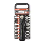 Crescent X10 3/8 in. Drive 6-Point SAE and Metric Ratchet & Socket Set, 20-Piece thumbnail 2