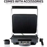 Ovente GP1000BR 1500W Brushed Nickel Non-Stick 4-Slice Panini Press & Gourmet Sandwich Maker thumbnail 4