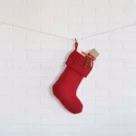 VHC Brands 15 in. Red Cotton Burlap Ruffled Christmas Stocking - Farmhouse Holiday Decor thumbnail 2